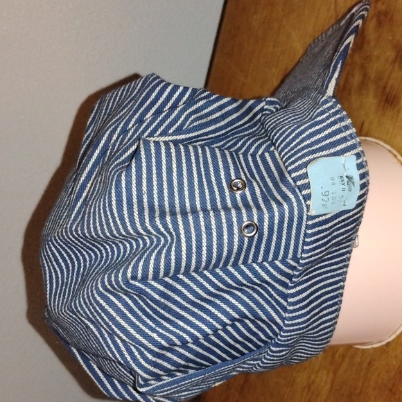 2 Vintage hickory Stripped Conductor Hats W/Tags Big K & Big Smith - Picture 6 of 11